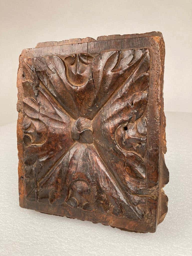 17th Century Spanish Carved Walnut Door Panel