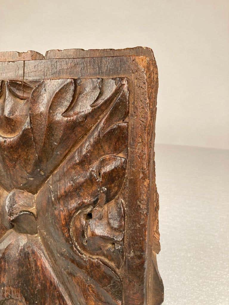 17th Century Spanish Carved Walnut Door Panel