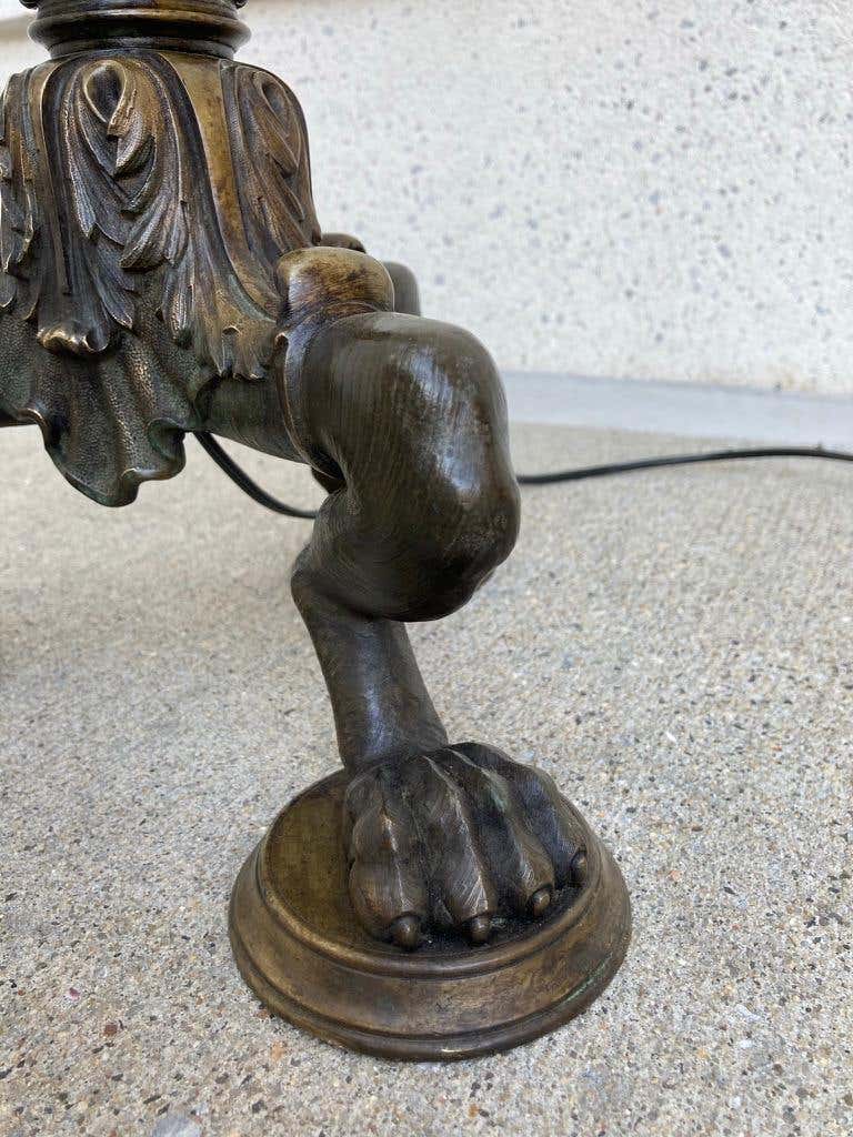 Italian Neoclassical Bronze Floor Lamp with Paw Feet