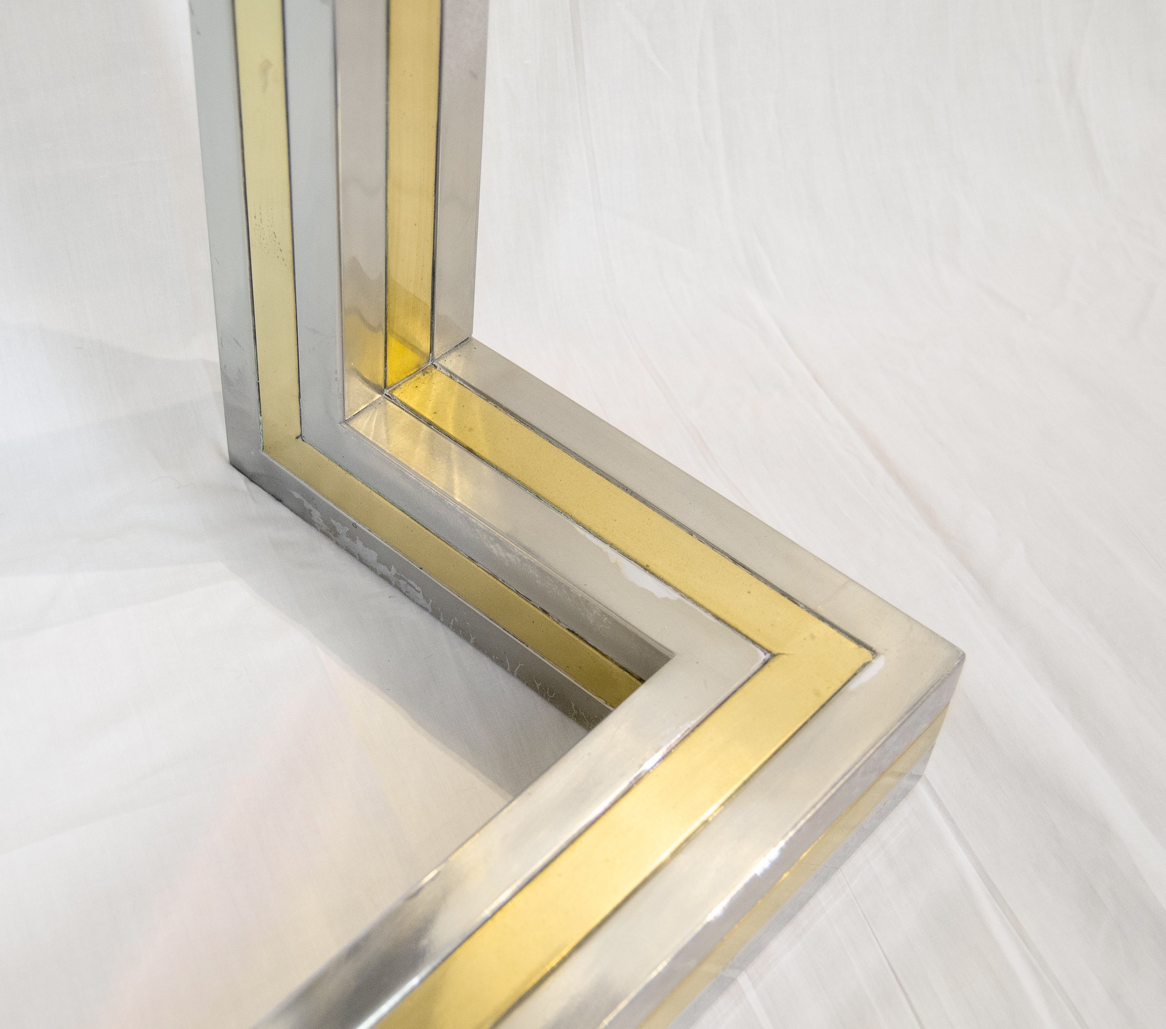 Mixed Metal Glass-top Console