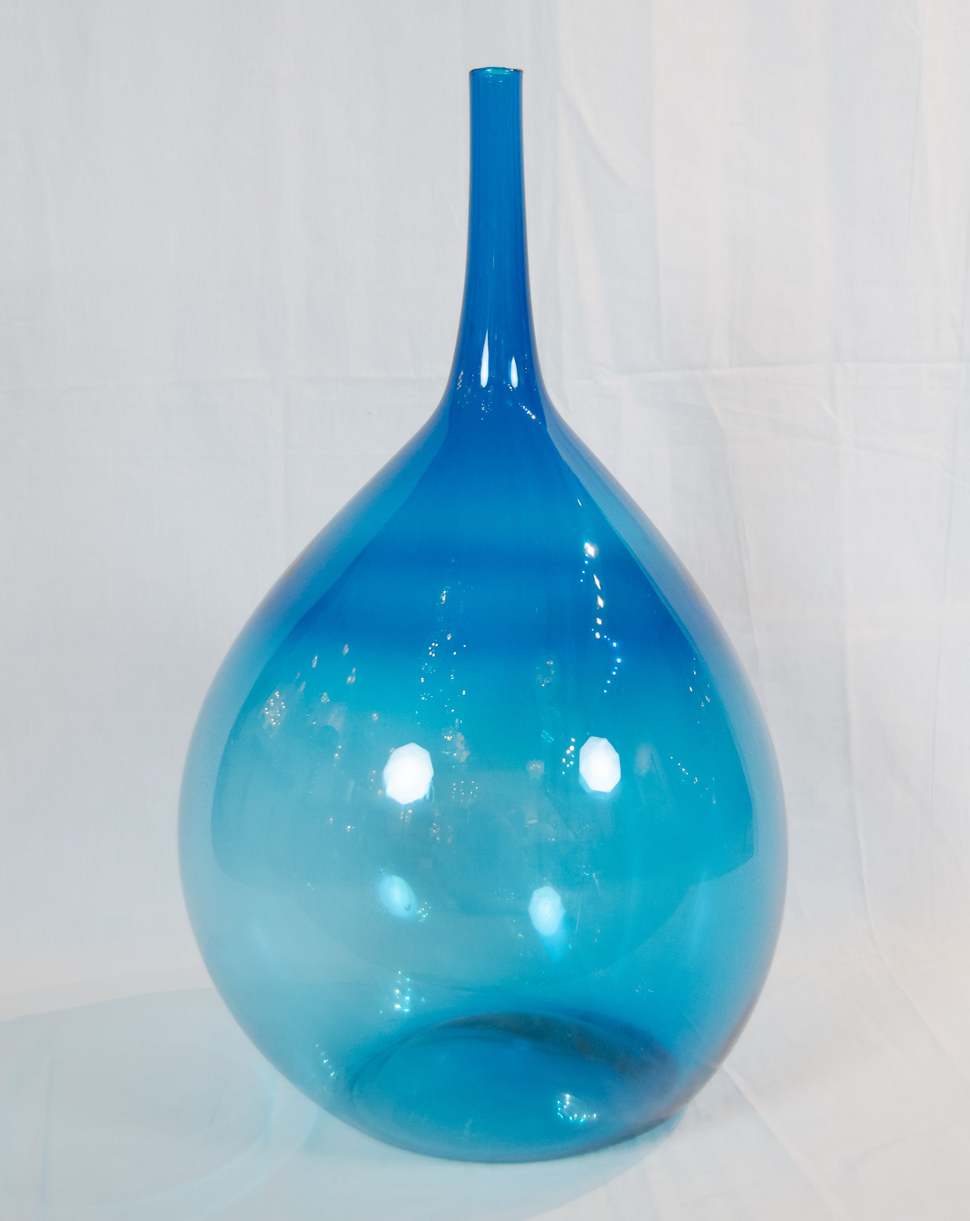 Massive Blue Glass Orb Vase Attributed Joel Meyers - Blenko Glass