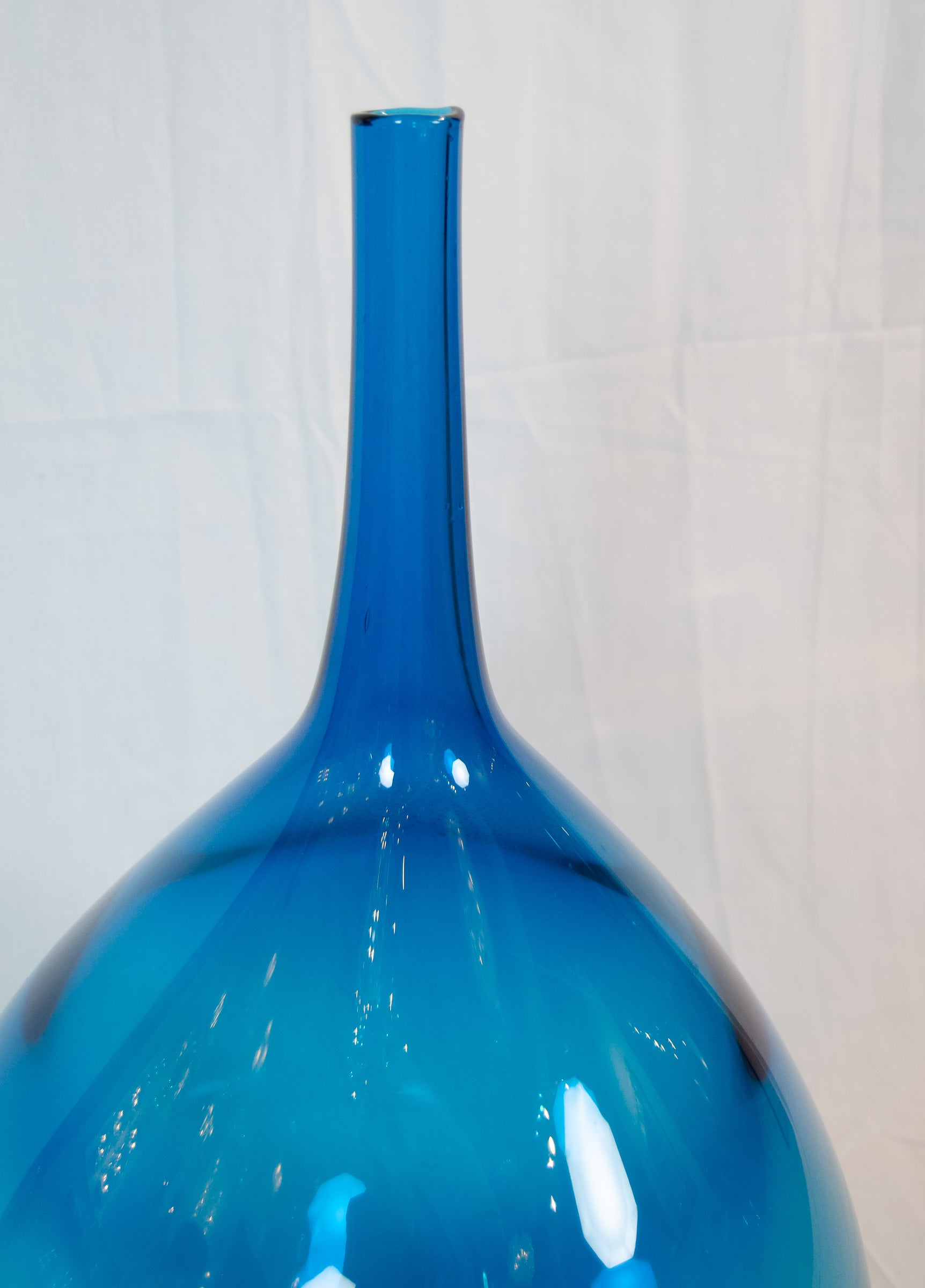 Massive Blue Glass Orb Vase Attributed Joel Meyers - Blenko Glass