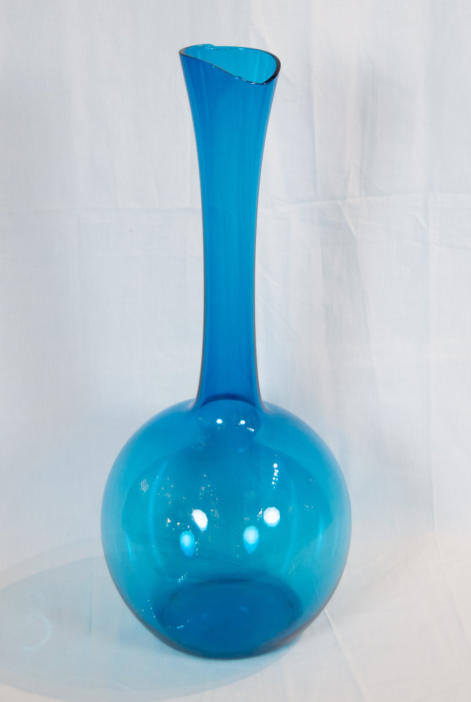 Massive Blue Glass Elongated Vase Attributed to Joel Philip Myers - Blenko Glass Co