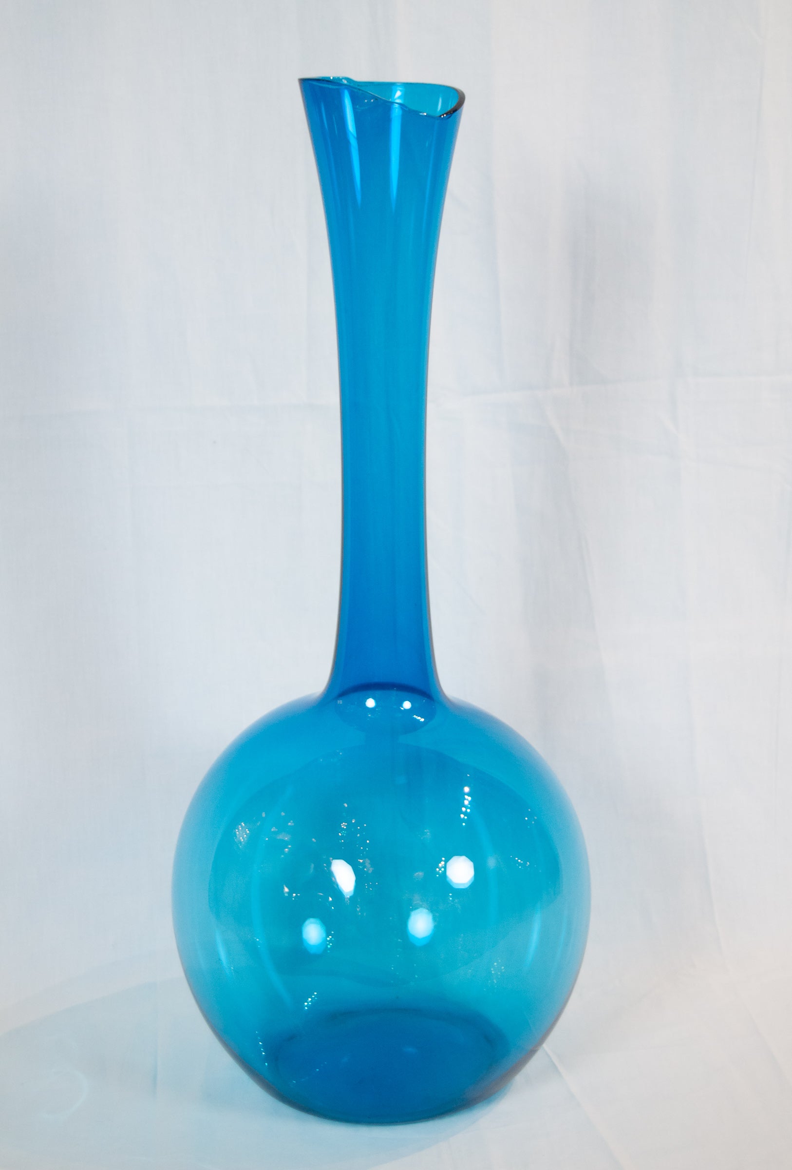 Massive Blue Glass Elongated Vase Attributed to Joel Philip Myers - Blenko Glass Co