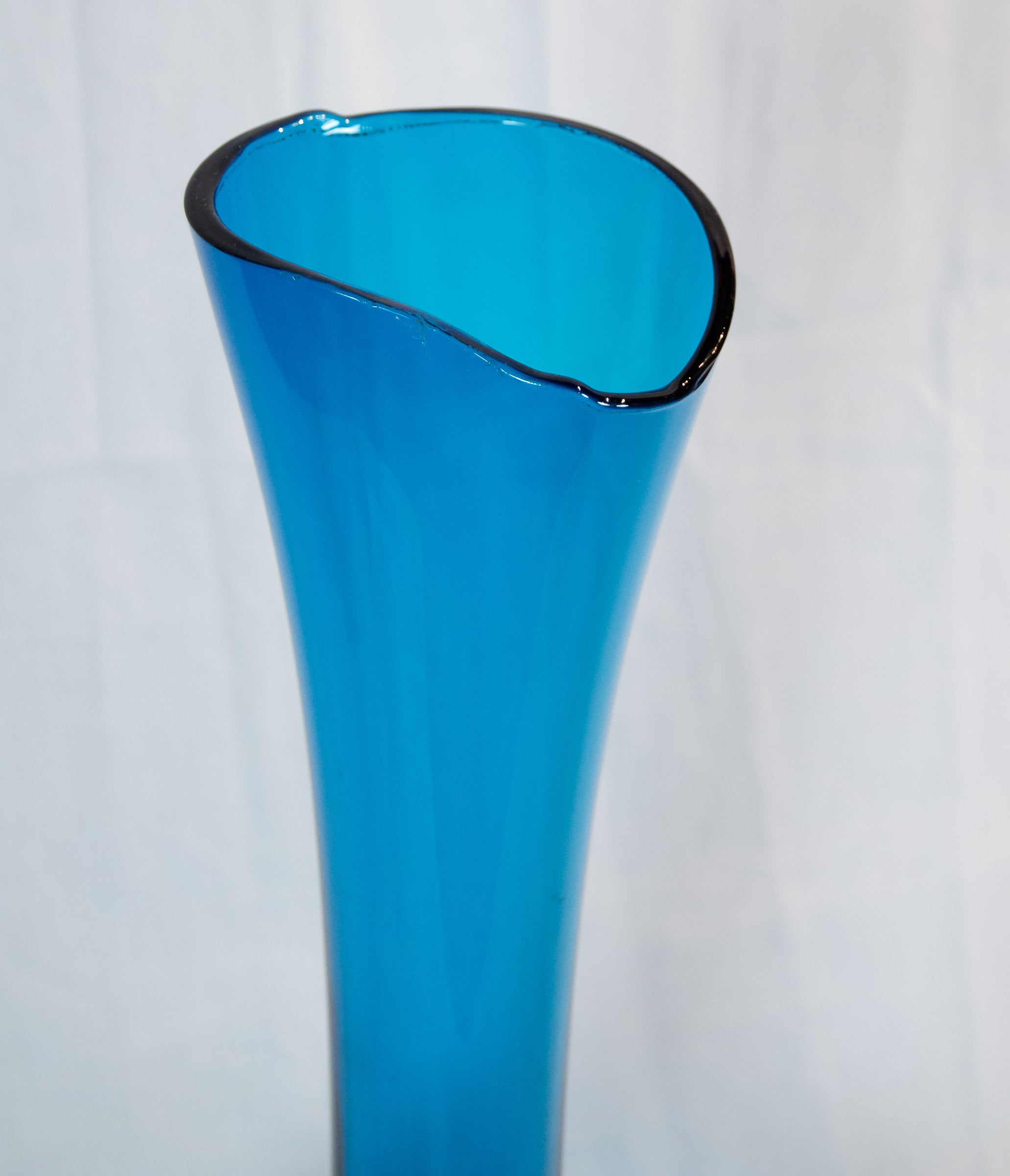 Massive Blue Glass Elongated Vase Attributed to Joel Philip Myers - Blenko Glass Co