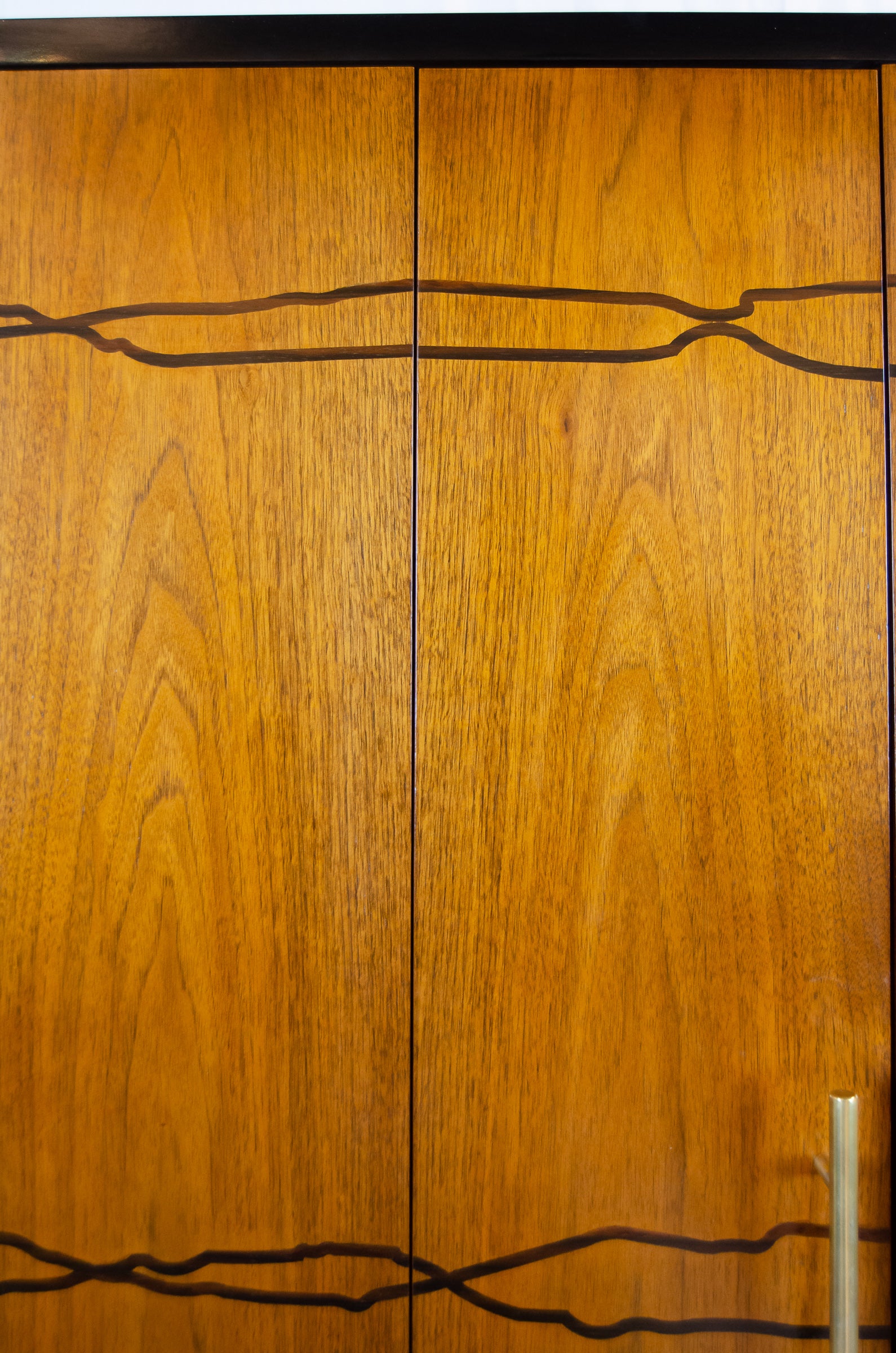 Contemporary Art Deco Influenced Inlaid Wood & Lacquer Bar Cabinet by Brownstone Furniture