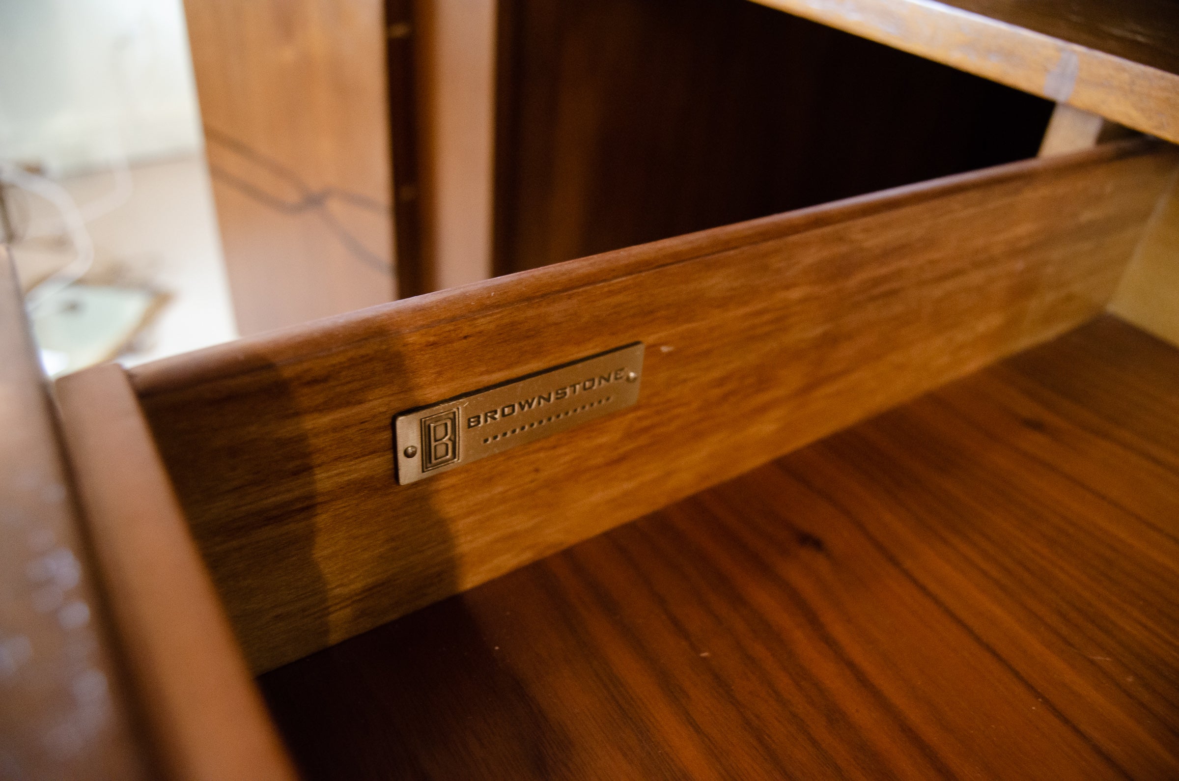 Contemporary Art Deco Influenced Inlaid Wood & Lacquer Bar Cabinet by Brownstone Furniture