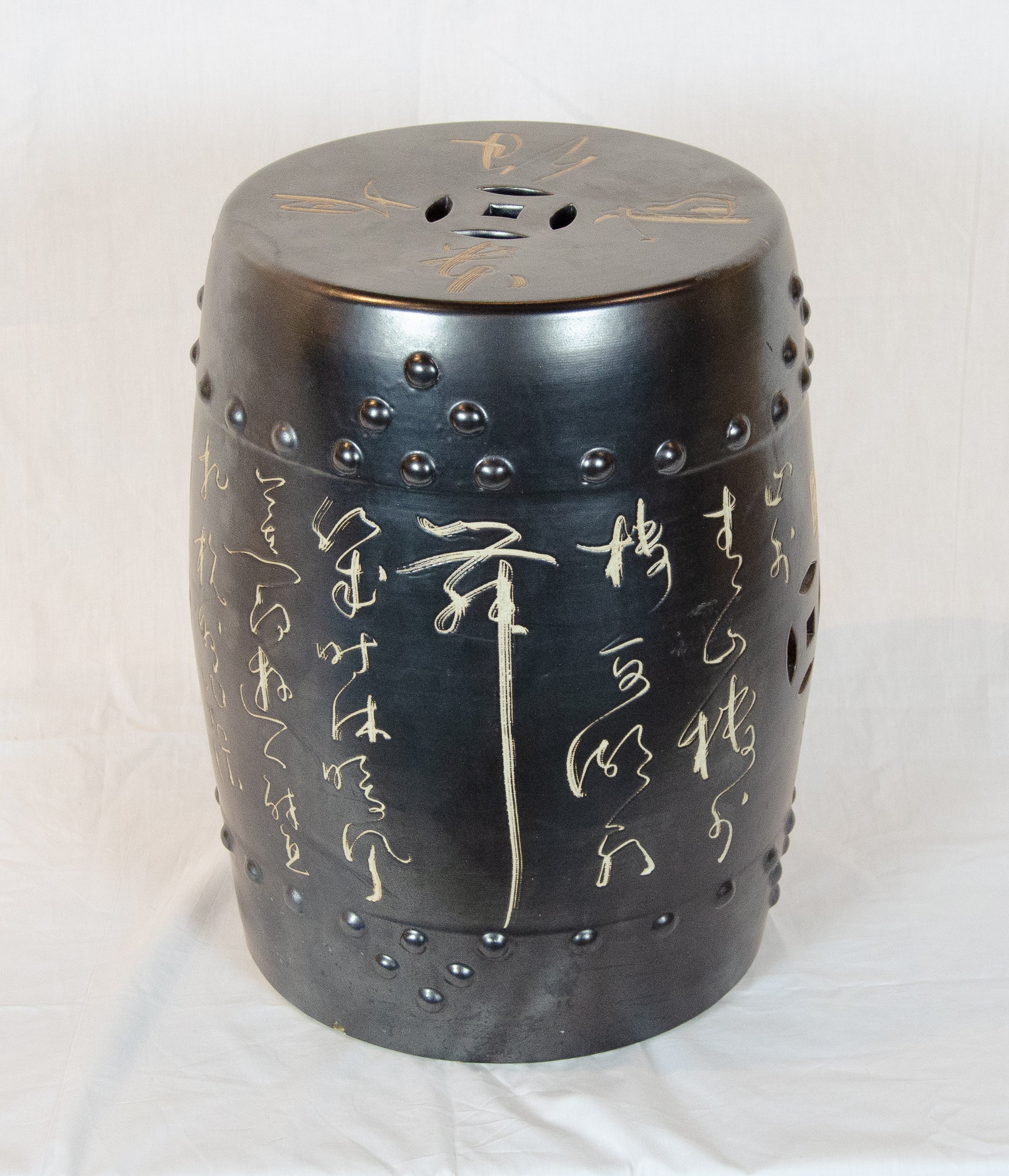Gunmetal Chinese Ceramic Garden Seat