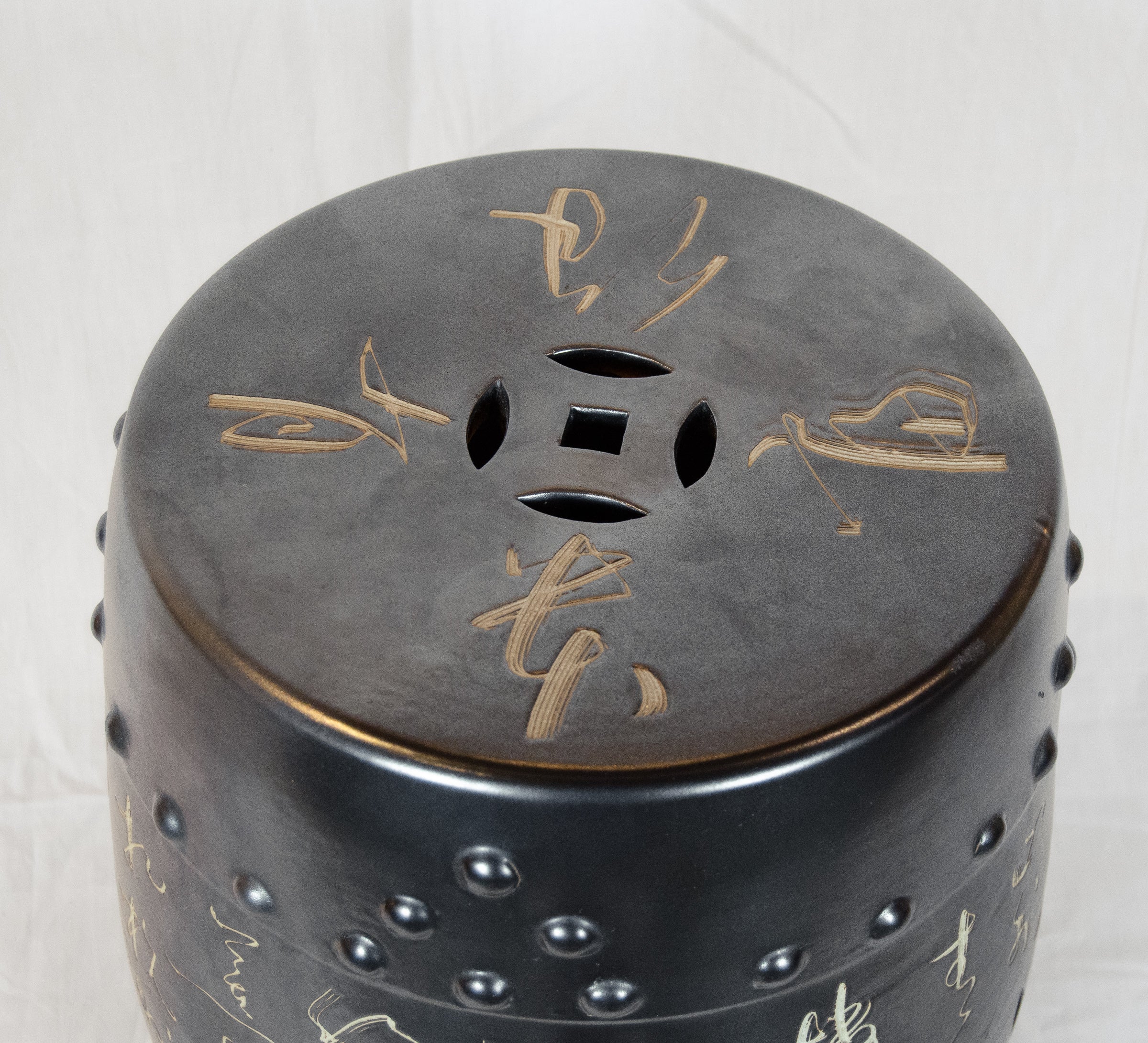 Gunmetal Chinese Ceramic Garden Seat