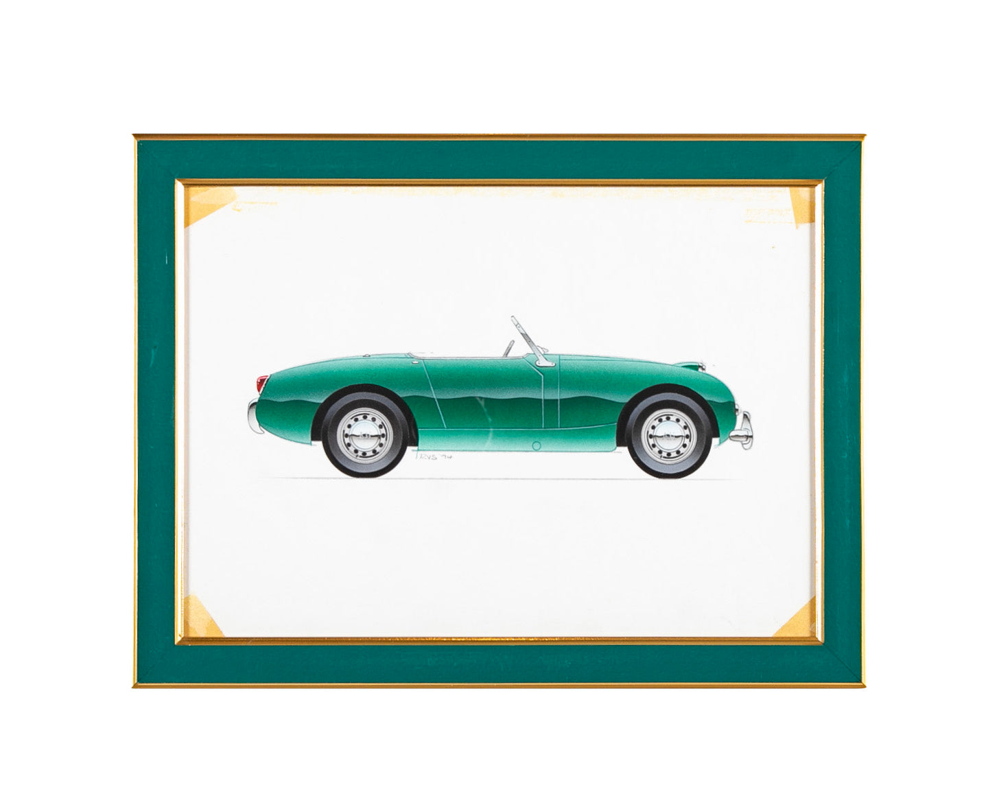 Original Signed Ink & Wash on Paper by American Automobile Artist Russell J. Von Sauers