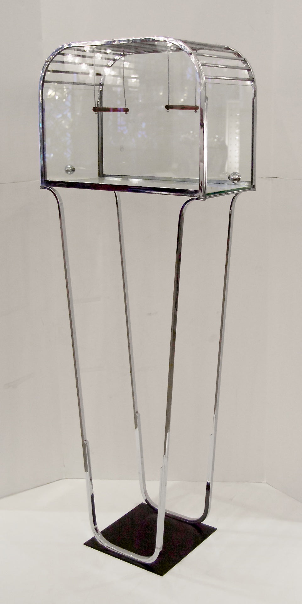 Art Deco Glass and Chrome Birdcage