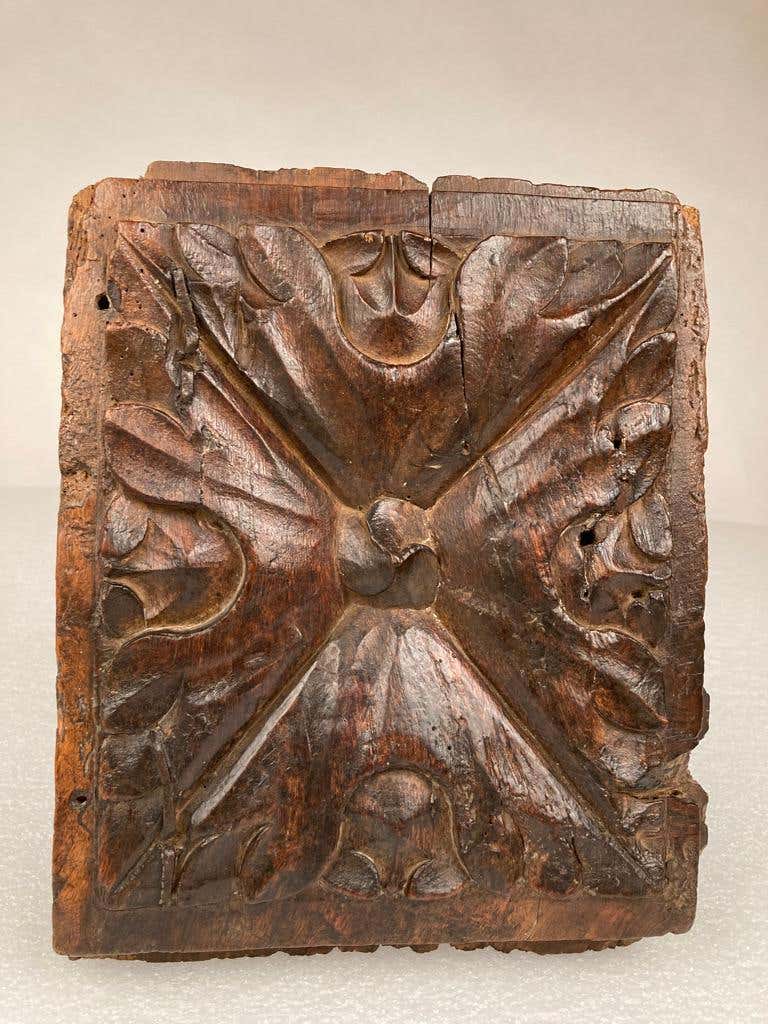 17th Century Spanish Carved Walnut Door Panel
