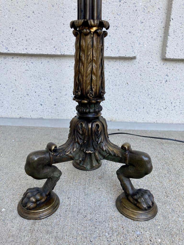 Italian Neoclassical Bronze Floor Lamp with Paw Feet