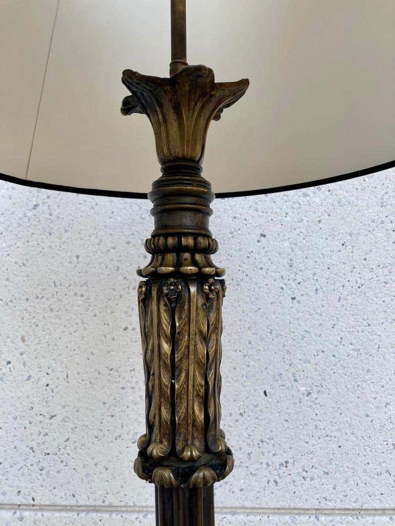 Italian Neoclassical Bronze Floor Lamp with Paw Feet
