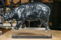 Bronze Rhino Sculpture by R. d’Andlau-Hombourg