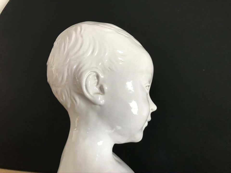 19th Century Glazed Ceramic Bust of a Boy by Cantagalli, Florence, Italy