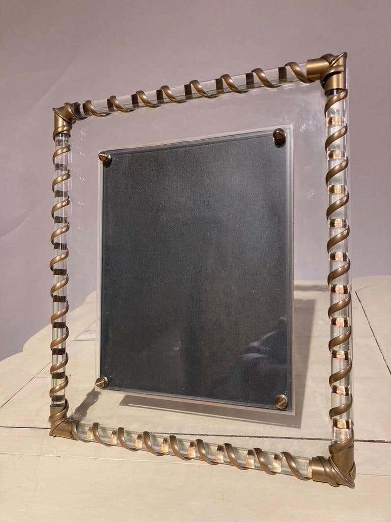 Fontana Arte Glass and Brass Picture Frame