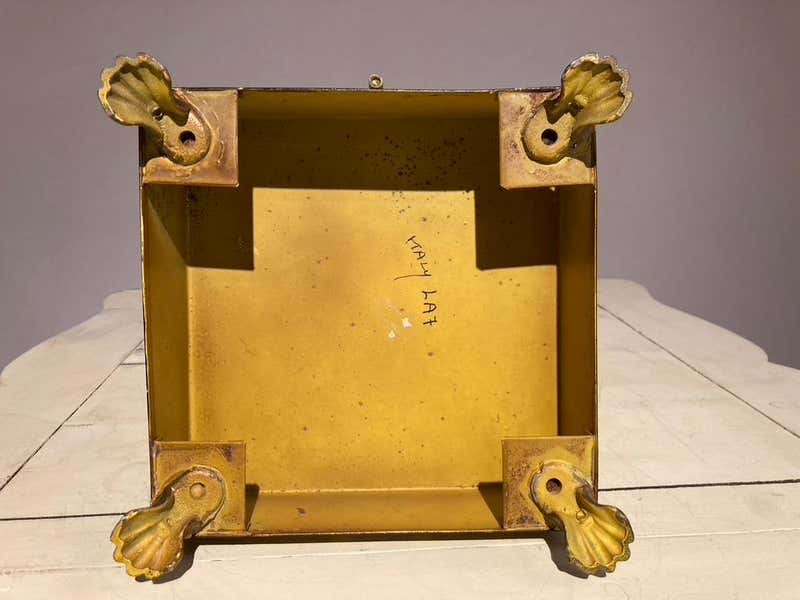 Italian Yellow Tole Obelisk Urn with Paw Feet