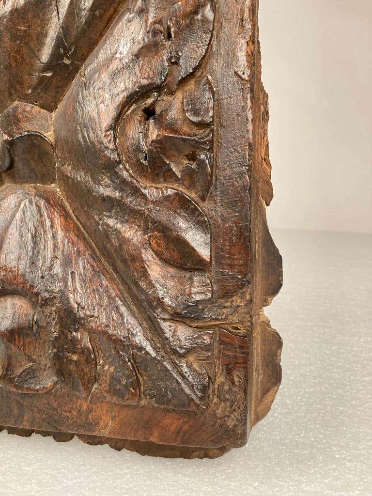 17th Century Spanish Carved Walnut Door Panel