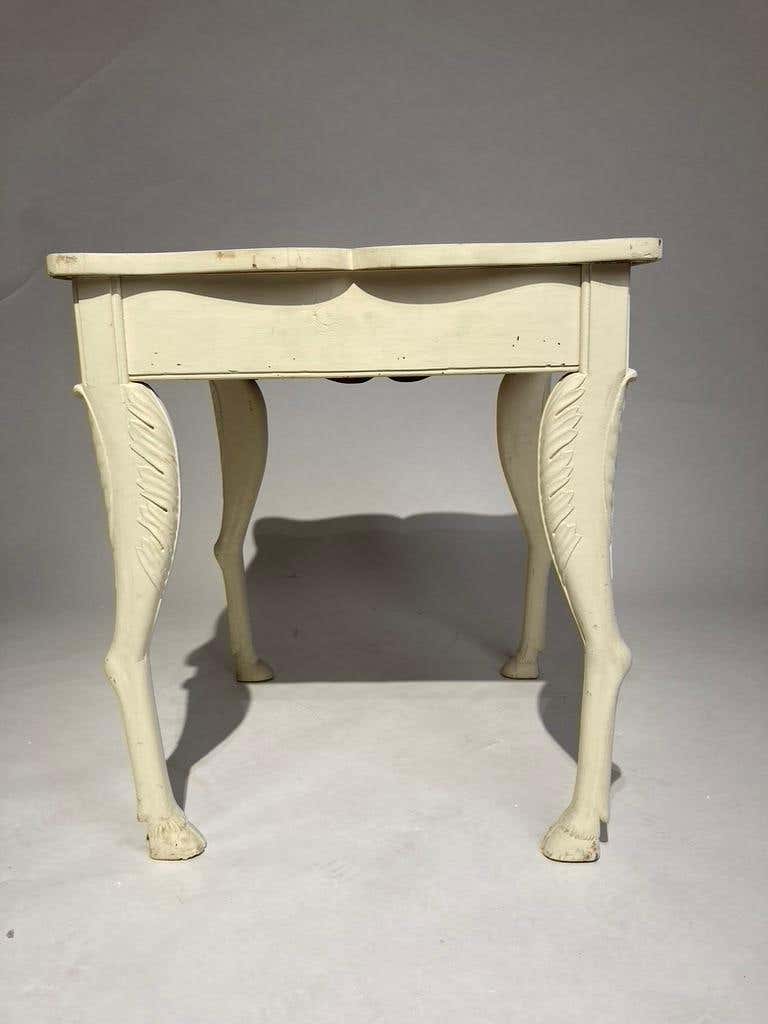 French Provincial Painted Side Table with Hoof Feet