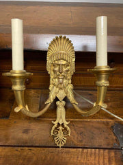 Pair 19th Century French Neoclassical Gilt Bronze Wall Sconces