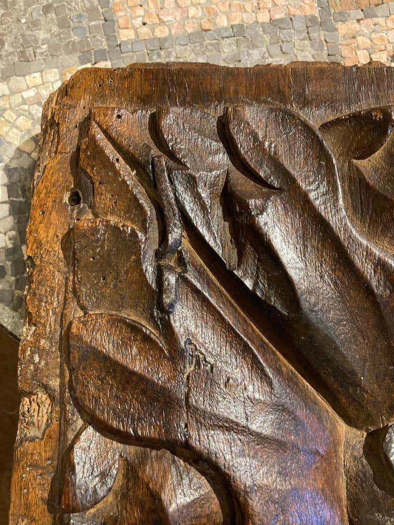 17th Century Spanish Carved Walnut Door Panel