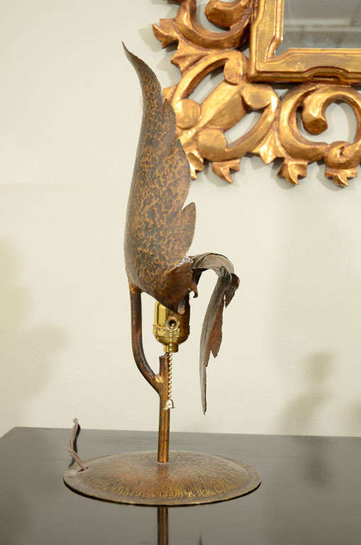 1940's Bronze Leaf Accent Lamps by Gerhard Ebert