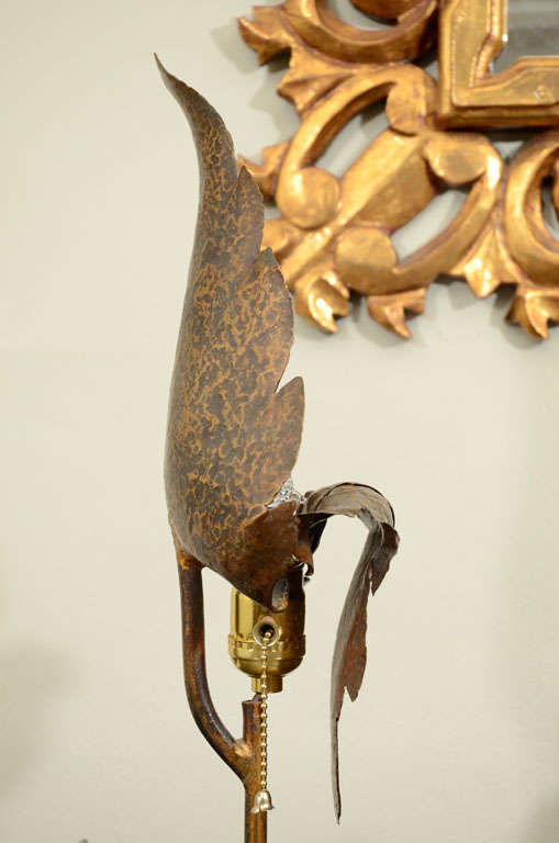 1940's Bronze Leaf Accent Lamps by Gerhard Ebert