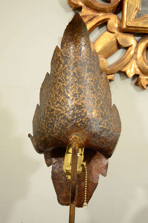 1940's Bronze Leaf Accent Lamps by Gerhard Ebert