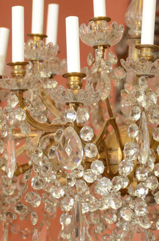 Louis XV - XVI Crystal and Bronze Chandelier