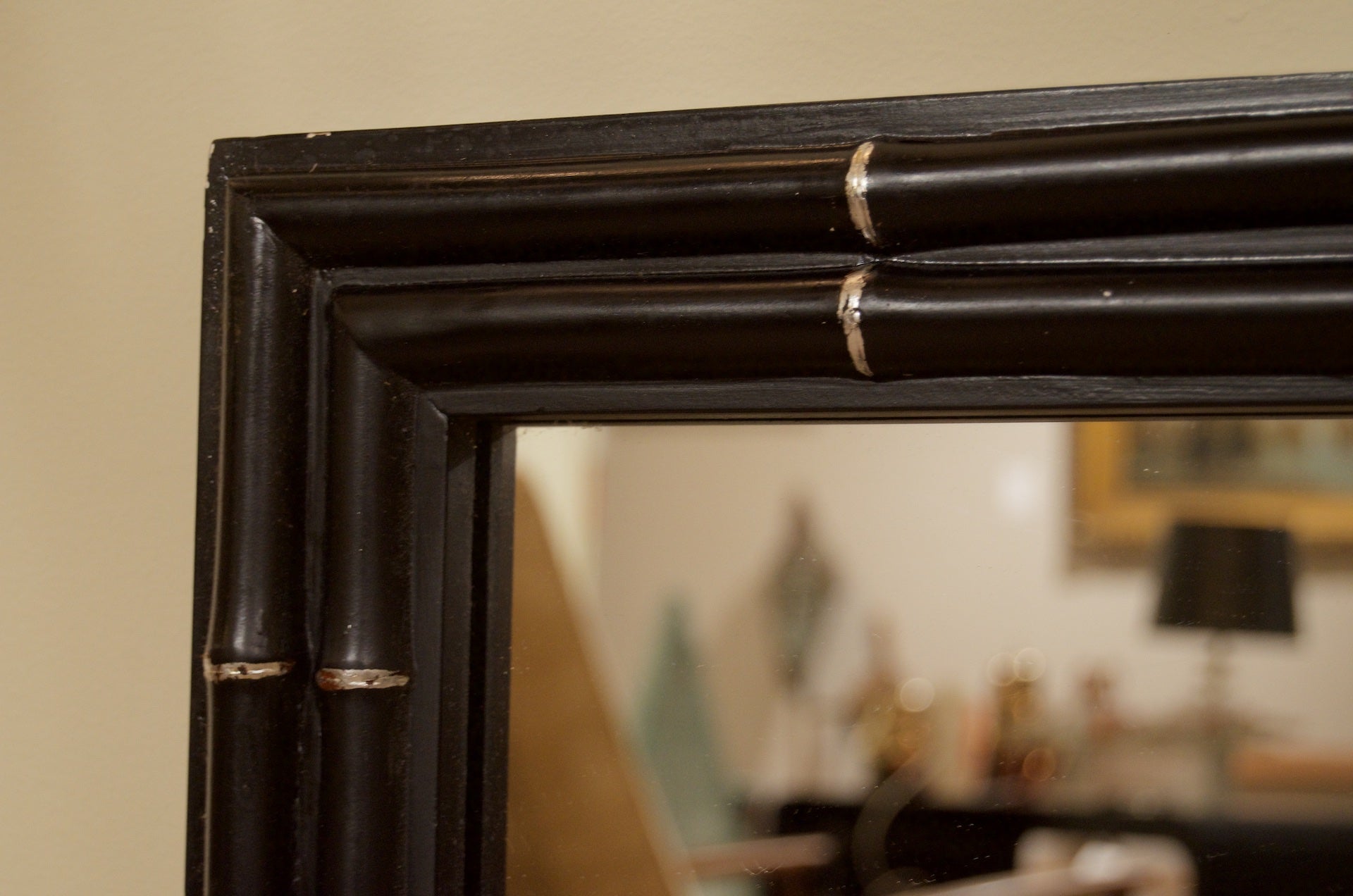 Faux Bamboo Black Lacquer Mirror