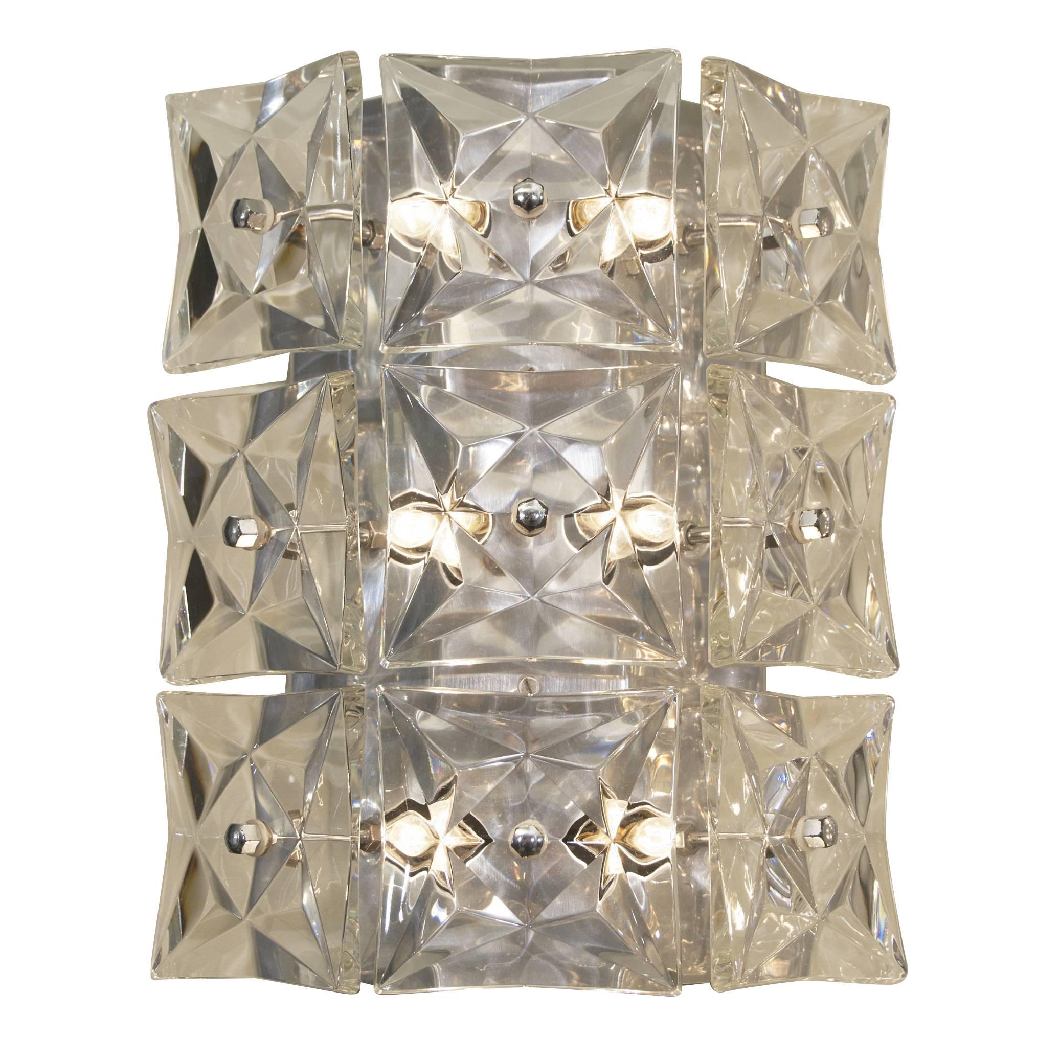 Massive Square Crystal Sconces by Kinkeldey