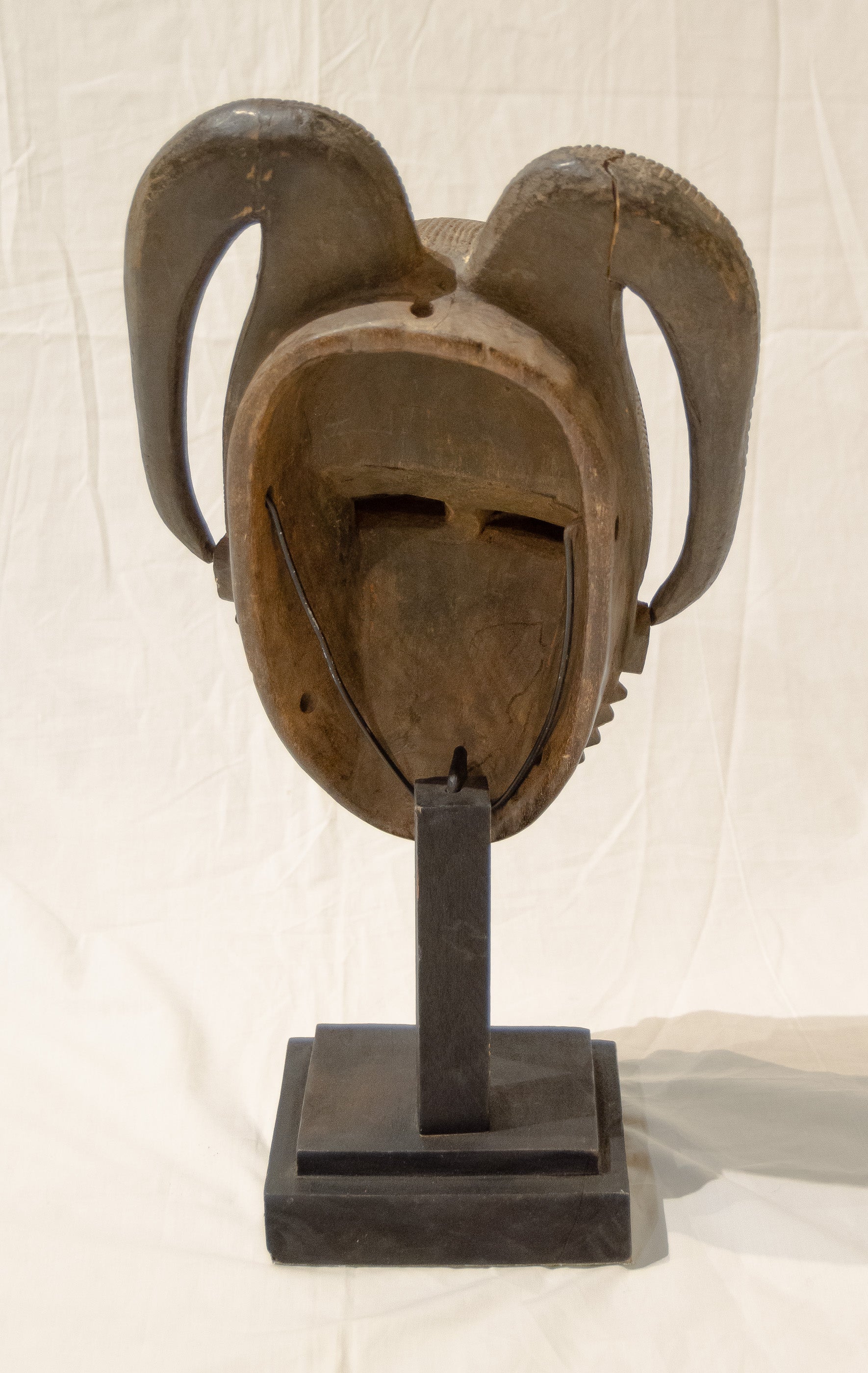 Vintage Carved Baoulé Mask on Stand