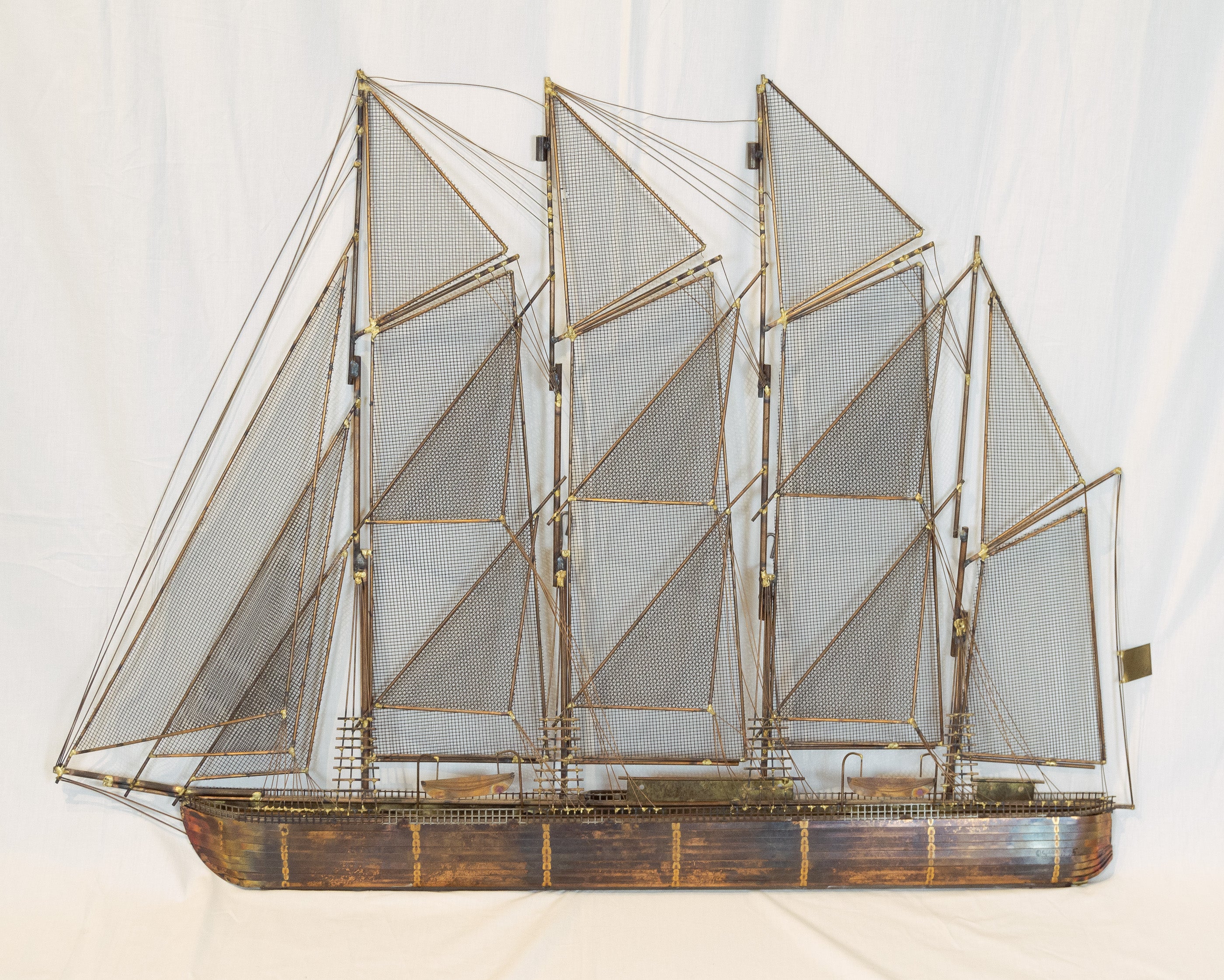 Mixed Metal Clipper Ship Wall Hanging by Curtis Jere