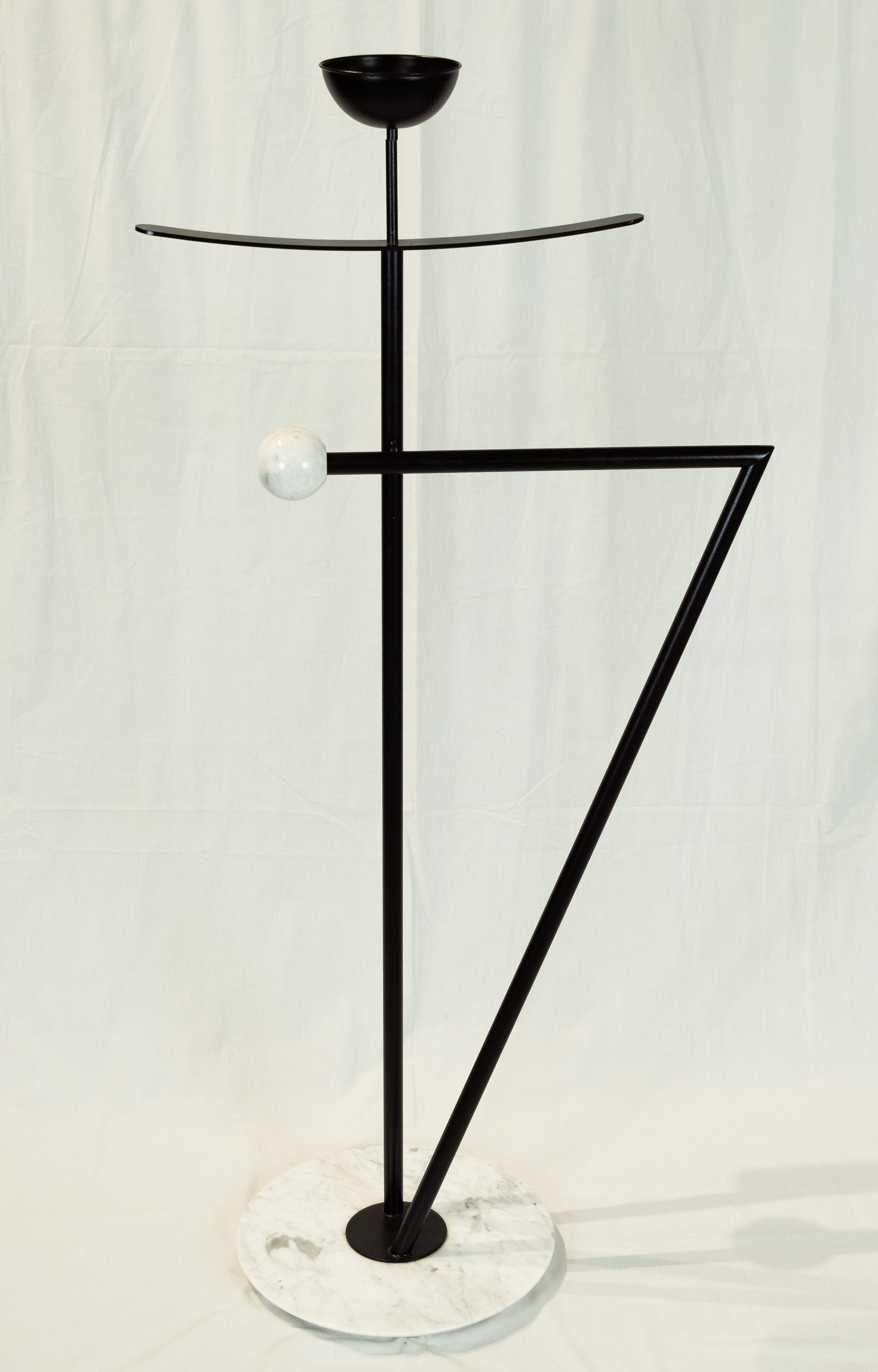 Italian Marble & Black Enameled Valet Stand