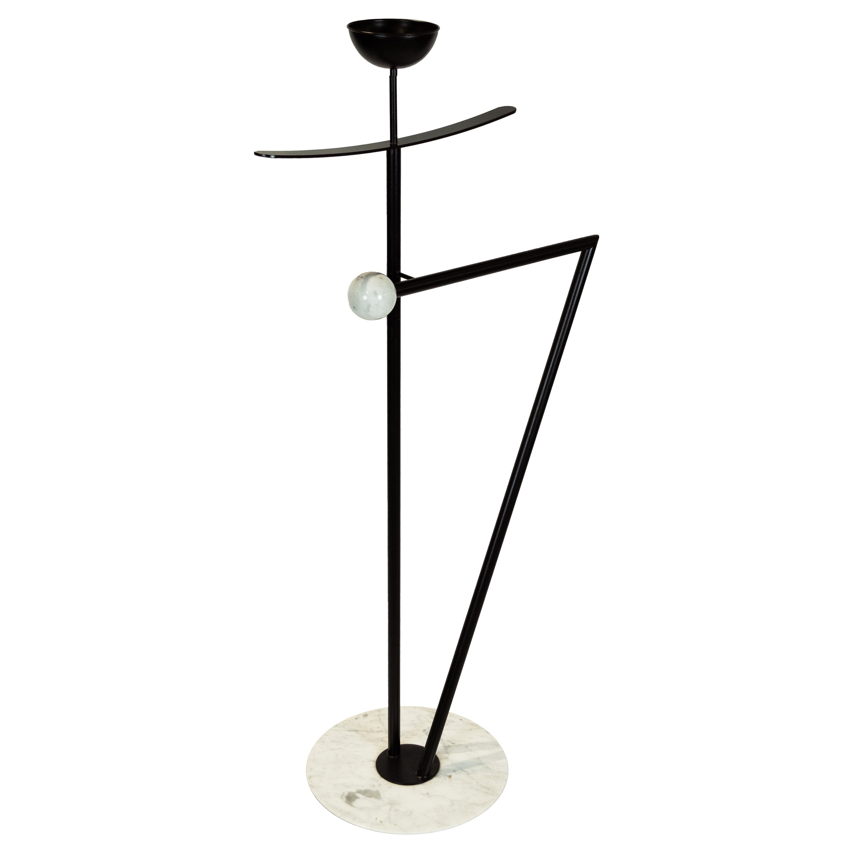 Italian Marble & Black Enameled Valet Stand