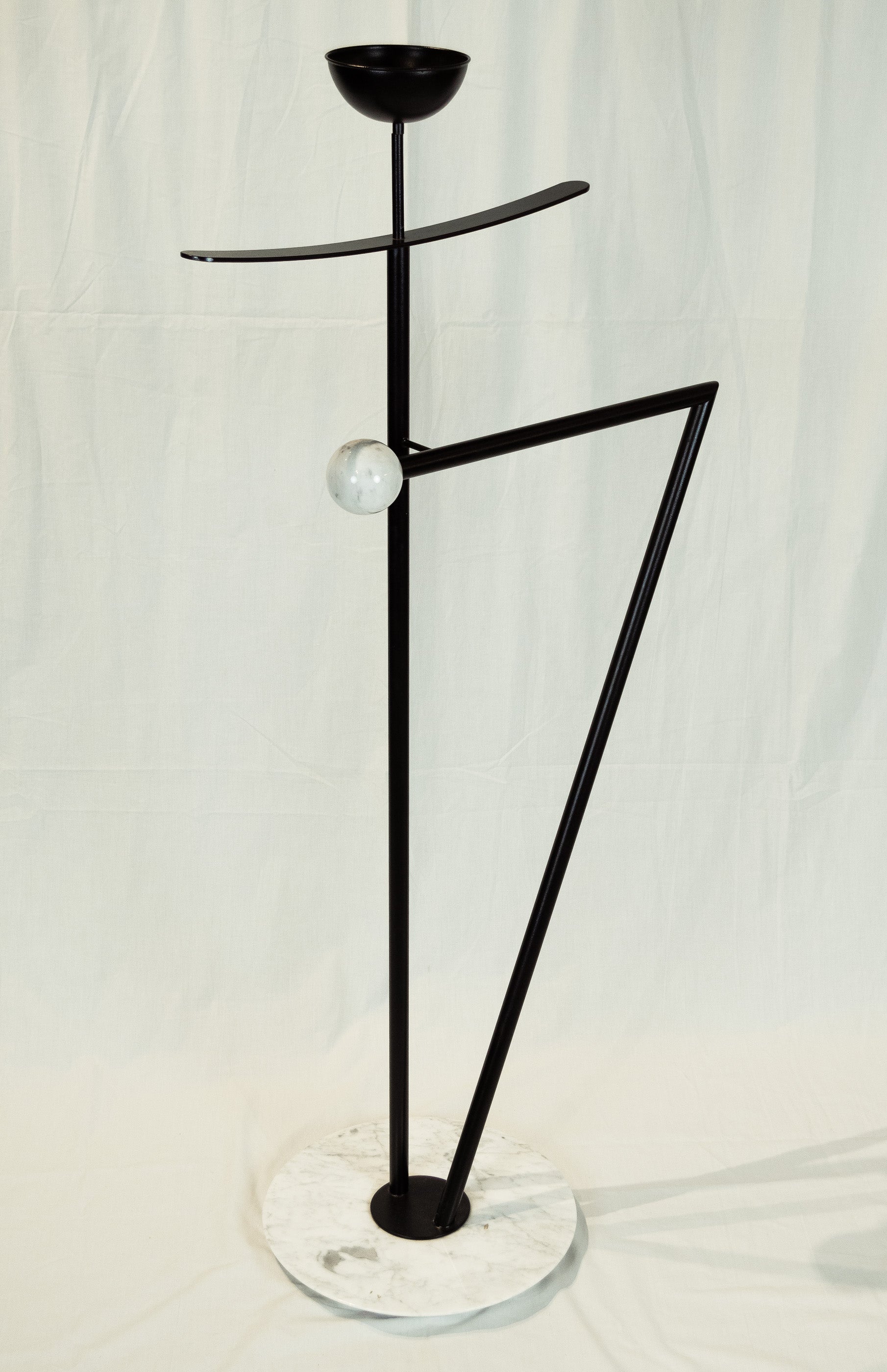 Italian Marble & Black Enameled Valet Stand