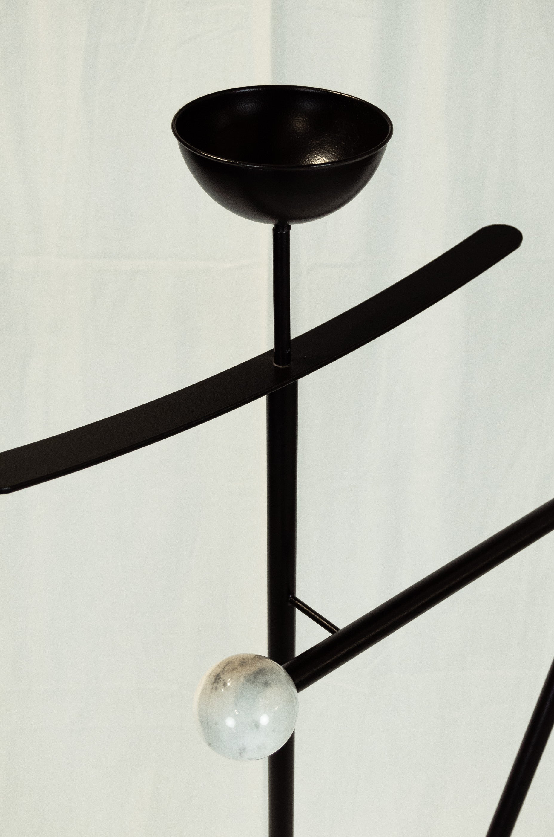Italian Marble & Black Enameled Valet Stand