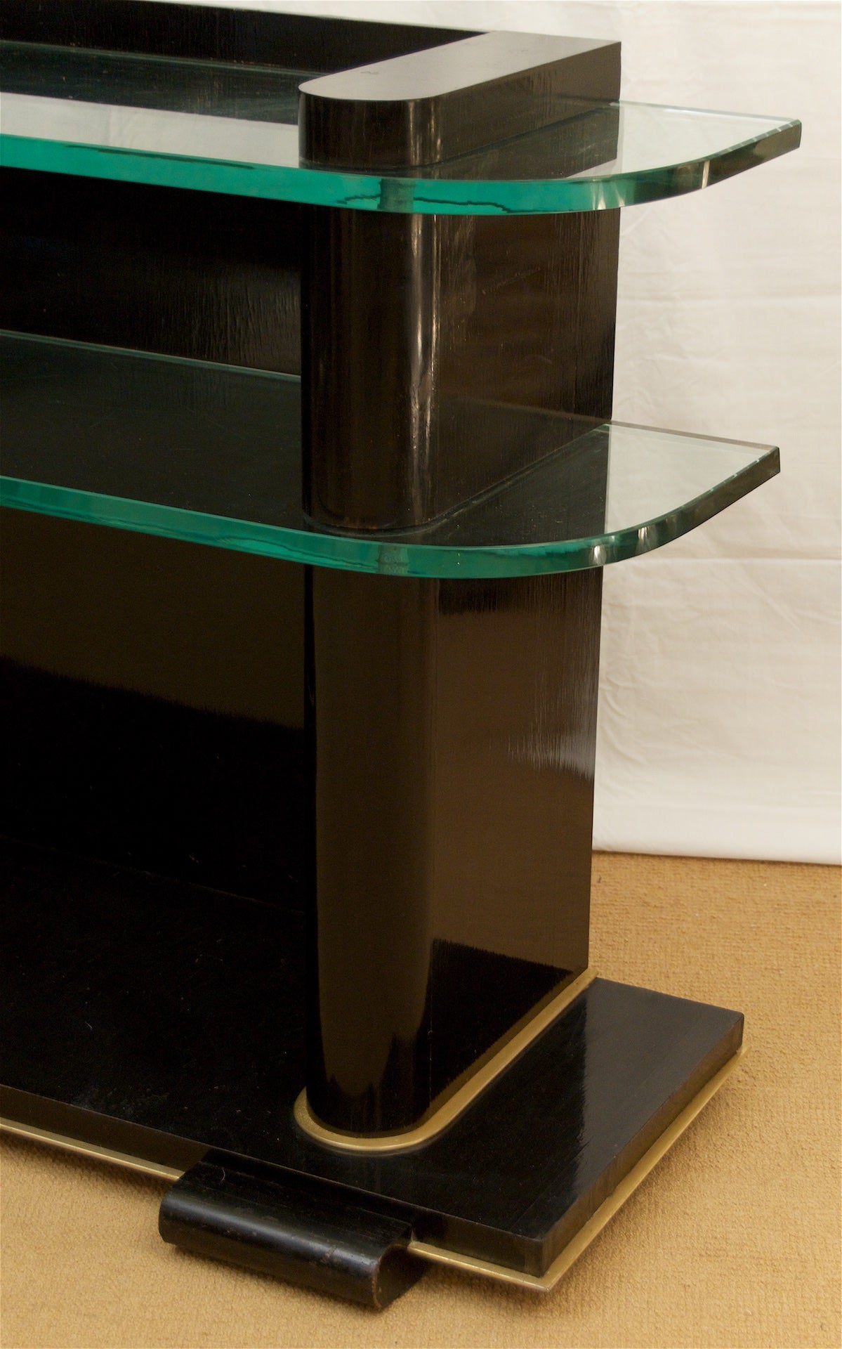 Art Deco Ebonized and Glass Console by De Coene Frères