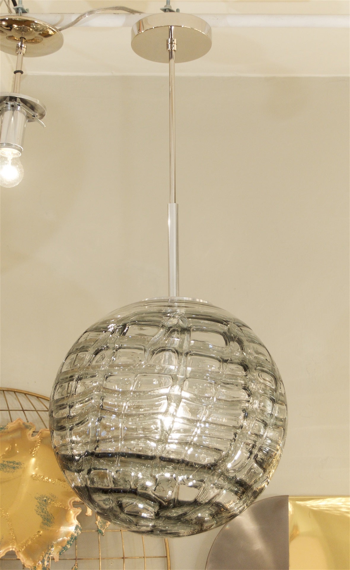 Massive Organic Smoke Toned Glass Globe by Doria Leuchten