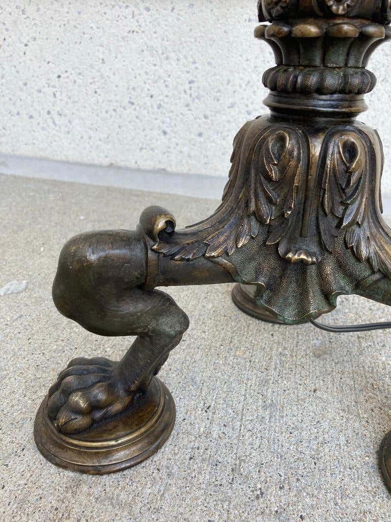 Italian Neoclassical Bronze Floor Lamp with Paw Feet