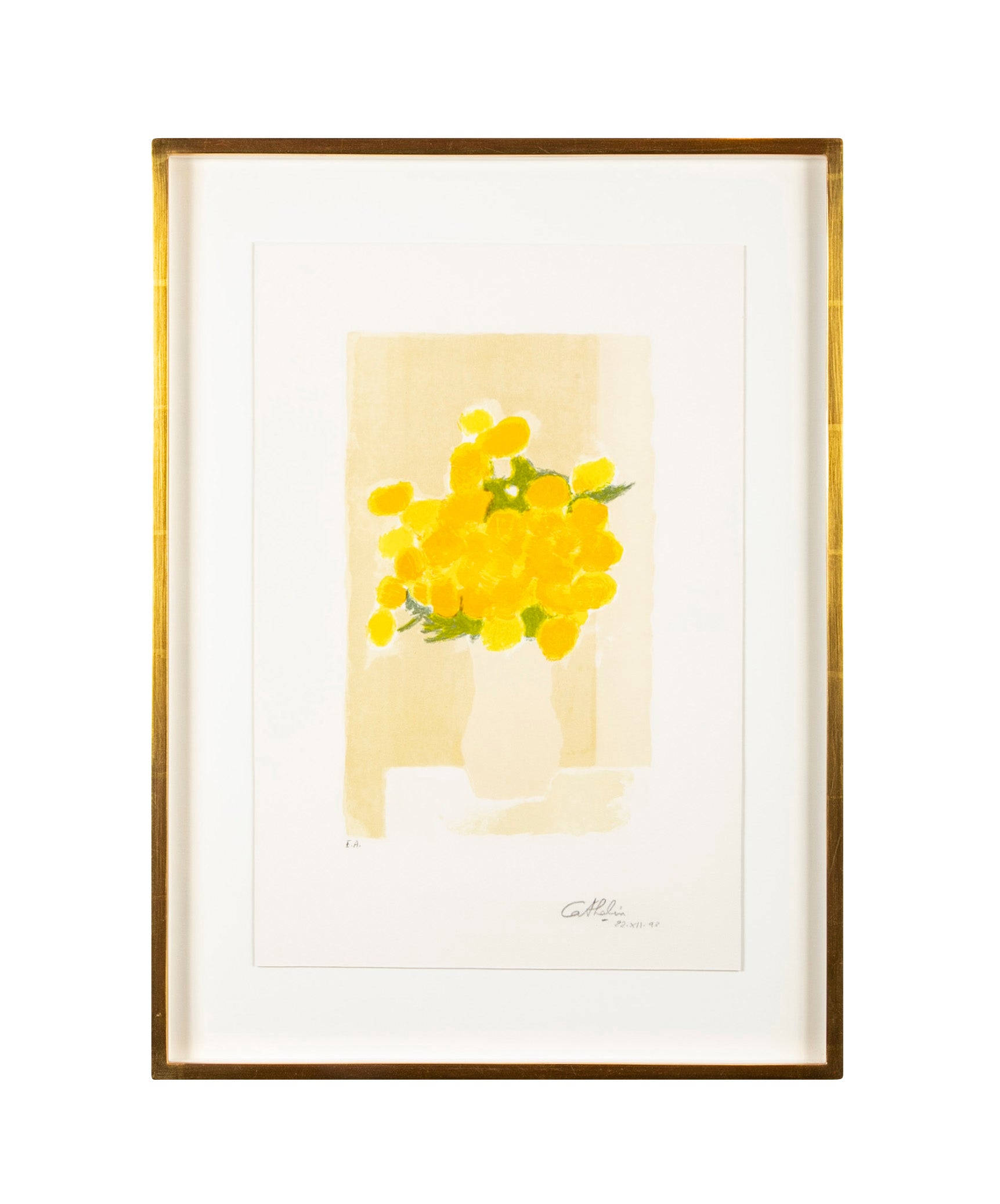 "Bouquet of Yellow Flowers" Signed Lithograph by Bernard Cathelin