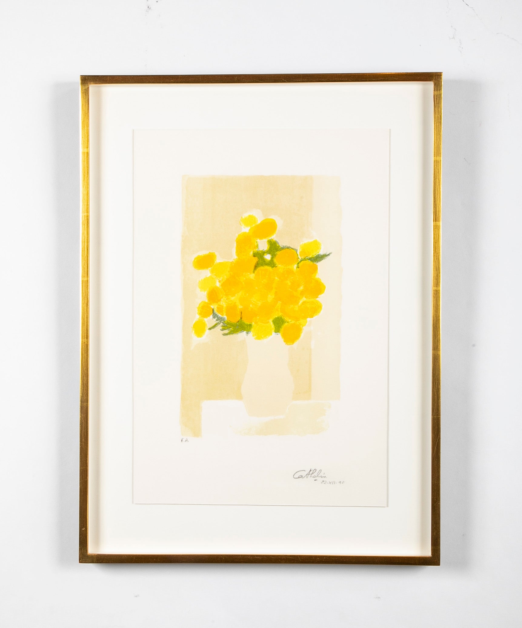 "Bouquet of Yellow Flowers" Signed Lithograph by Bernard Cathelin