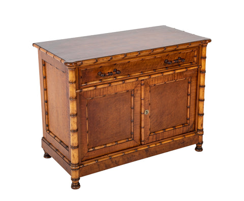 English Faux Bamboo Single Drawer Two Door Cabinet