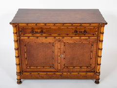 English Faux Bamboo Single Drawer Two Door Cabinet