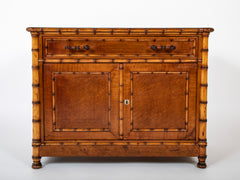 English Faux Bamboo Single Drawer Two Door Cabinet