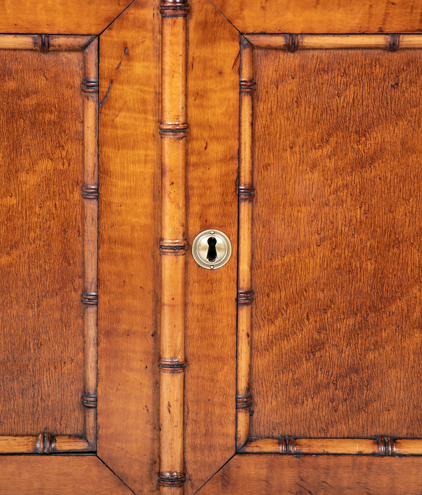 English Faux Bamboo Single Drawer Two Door Cabinet