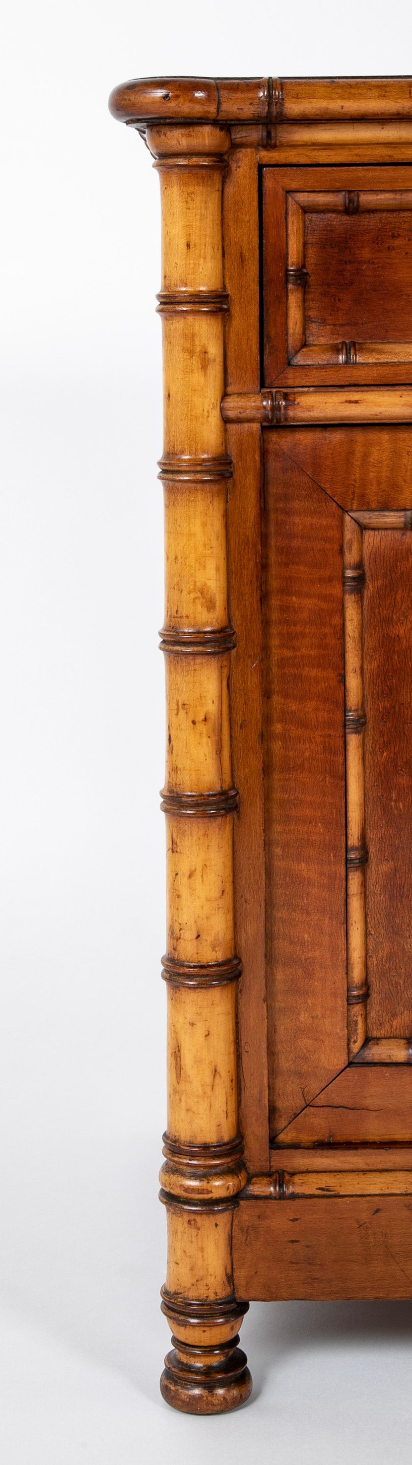 English Faux Bamboo Single Drawer Two Door Cabinet