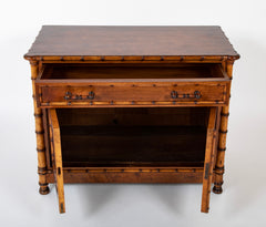 English Faux Bamboo Single Drawer Two Door Cabinet