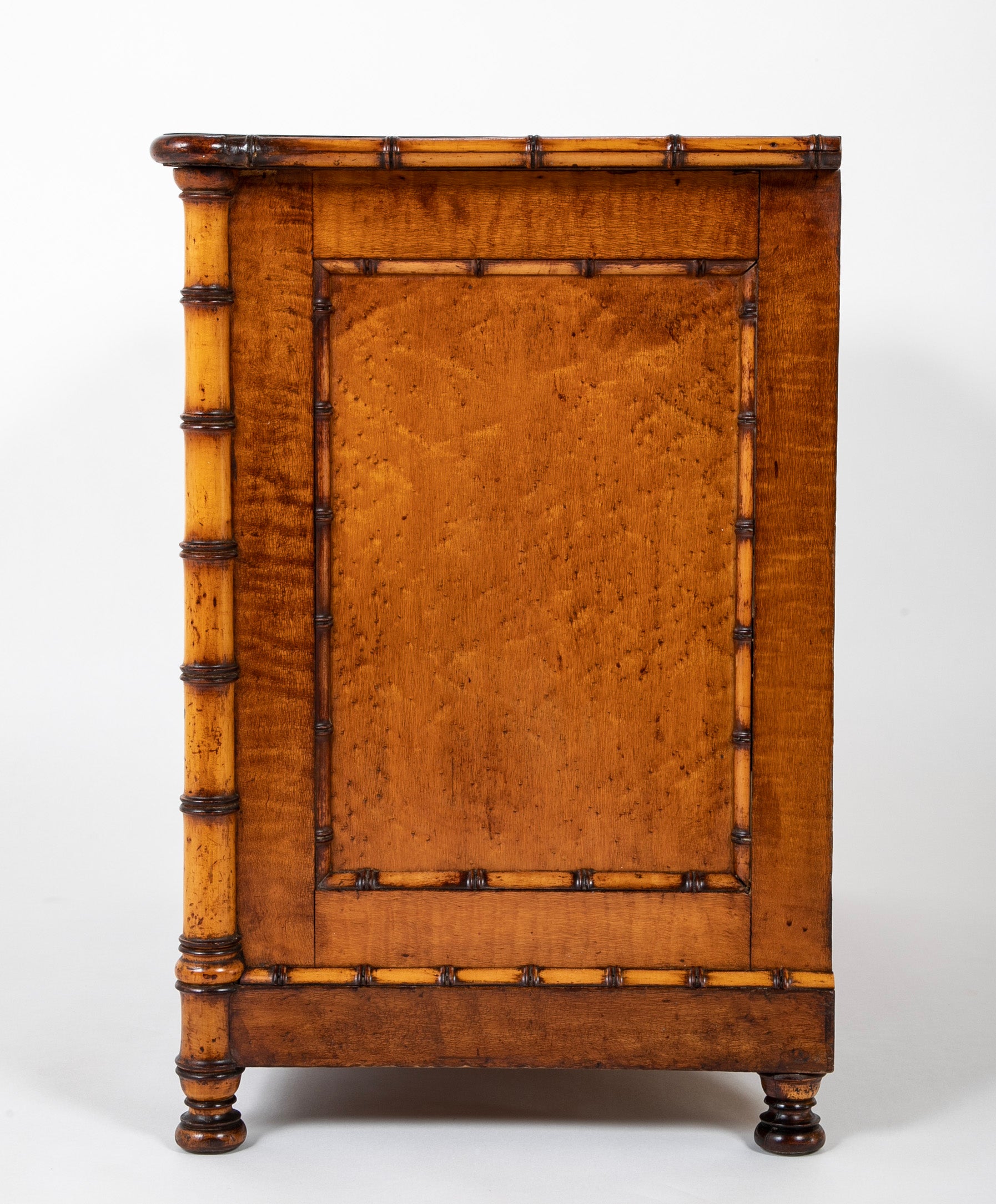 English Faux Bamboo Single Drawer Two Door Cabinet